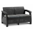 Corfu Love Seat kétszemélyes műanyag kerti kanapé grafit - hűvös szürke