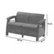 Corfu Love Seat kétszemélyes műanyag kerti kanapé grafit - hűvös szürke