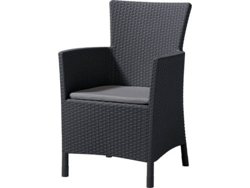 Iowa műanyag rattan hatású kerti szék grafit - hűvös szürke