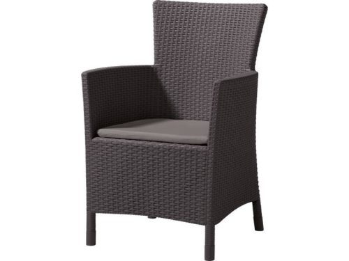 Iowa műanyag rattan hatású kerti szék barna - meleg taupe