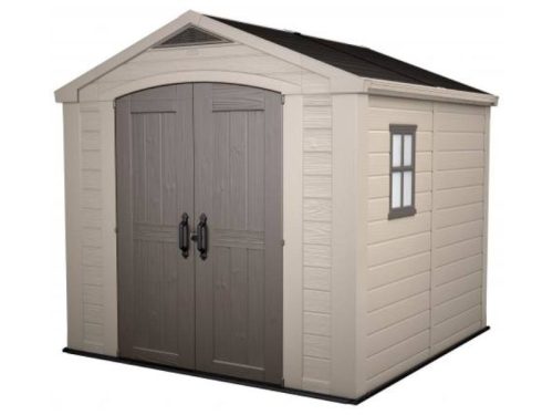 Factor 8x8 műanyag kerti tároló ház beige - taupe