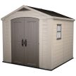 Factor 8x8 műanyag kerti tároló ház beige - taupe