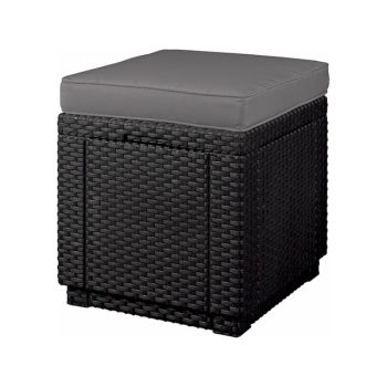 Cube műanyag kerti lábtartó puff grafit - hűvös szürke