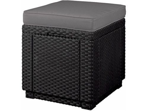 Cube műanyag kerti lábtartó puff grafit - hűvös szürke