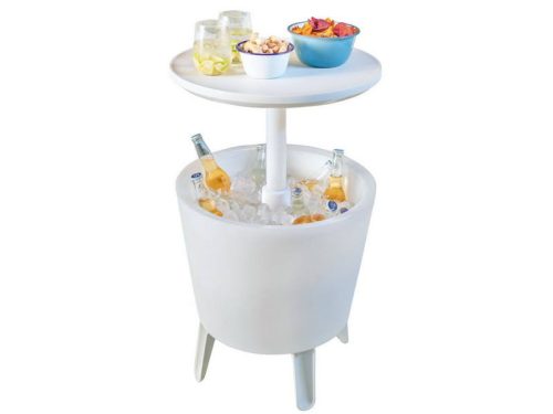 Megvilágított Cool Bar műanyag kerti bár asztal fehér