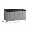 Novel műanyag kerti tároló láda 340L-es szürke - fekete