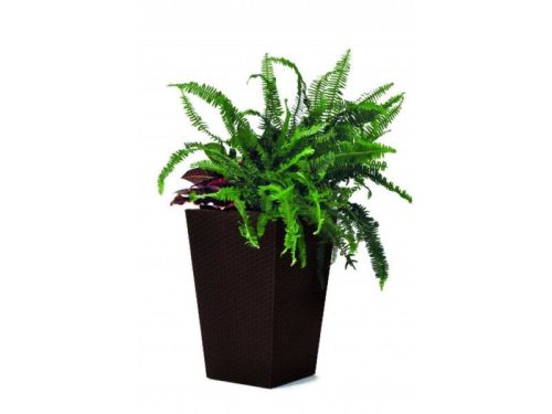 Rattan Planter S 23,6 L műanyag kerti virágláda whiskey barna