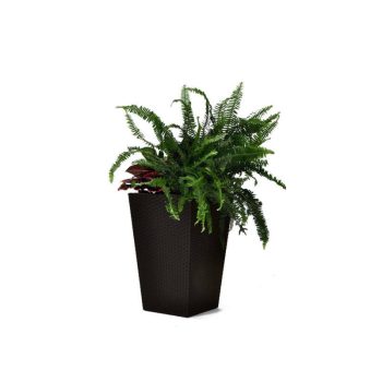   Rattan Planter M 55,4 L műanyag kerti virágláda whiskey barna