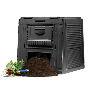   E-Composter 470L műanyag kerti komposztáló, aljzattal fekete