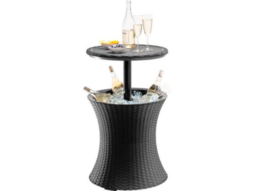Cool Bar műanyag kerti rattan hatású asztal antracit szürke