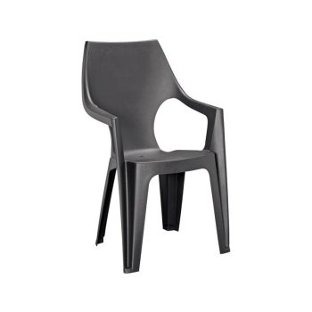Dante magas támlás műanyag kerti szék grafit szürke