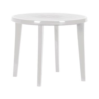 Lisa műanyag kerek kerti asztal fehér