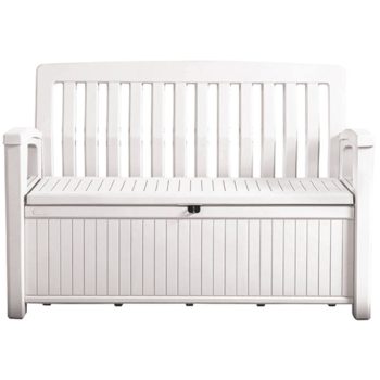 Patio Bench műanyag kerti pad/tároló fehér 227 L