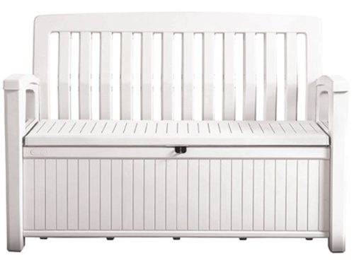 Patio Bench műanyag kerti pad/tároló fehér 227 L