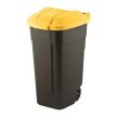 Görgős műanyag kerti szemetes 110 L fekete - sárga tetővel