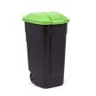 Görgős műanyag kerti szemetes 110 L fekete - zöld tetővel