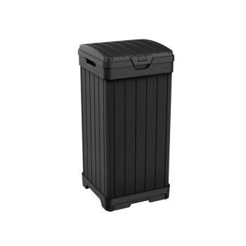   Baltimore fa hatású műanyag kerti kültéri szemetes 125 L fekete