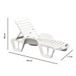 Lettino műanyag kerti fix napozóágy fehér O42