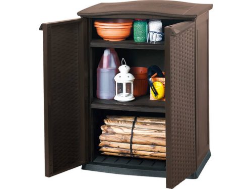 Rattan Style Base műanyag kerti szekrény barna