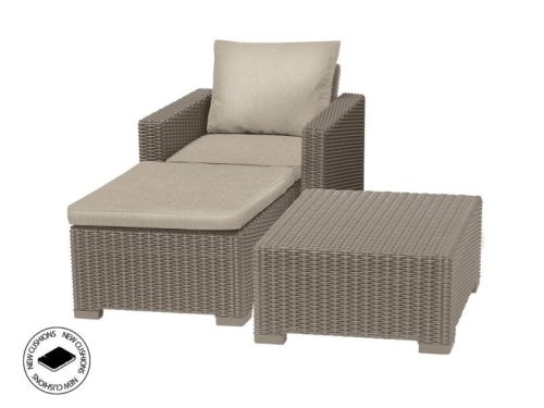 Moorea balcony műanyag kerti bútor szett cappuccino - homok