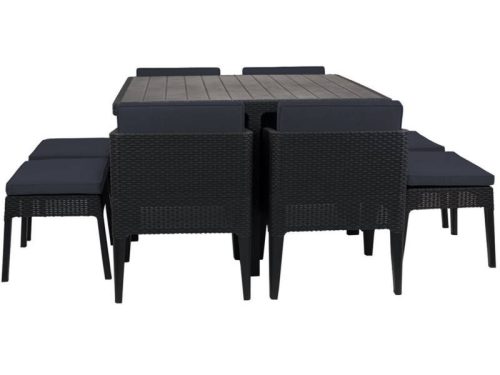 Columbia set 9 személyes műanyag kerti bútor szett grafit szürke