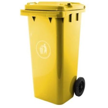 Műanyag kerti hulladéktároló sárga 120 L