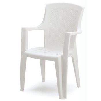   Eden rattan hatású karfás műanyag kerti szék fehér O236