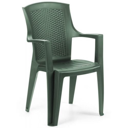 Eden rattan hatású karfás műanyag kerti szék zöld O230