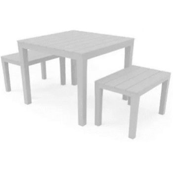 Papua fa hatású műanyag kerti szett fehér O271