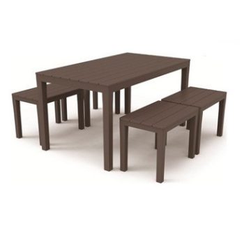Samoa fa hatású műanyag kerti szett barna O270