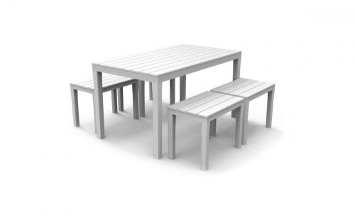 Samoa fa hatású műanyag kerti szett fehér O269 