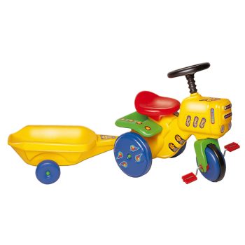 Kerti traktor utánfutóval - műanyag gyermekjármű