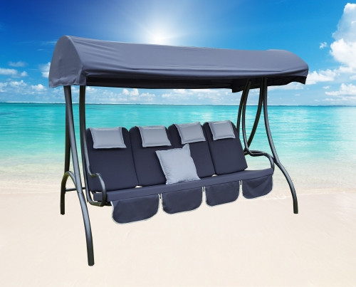 Atlasz hintaágy antracit szürke, párnával