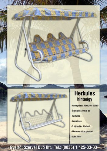 Hercules hintaágy fehér, párnával