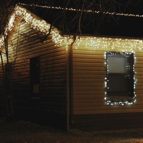 Kültéri toldható jégcsapfüzér, hideg fehér, 197 LED, 6 x 0,4 m