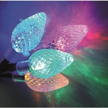   Kristálycsepp fényfüzér, zöld kábel, multi, 60 LED, 12 m