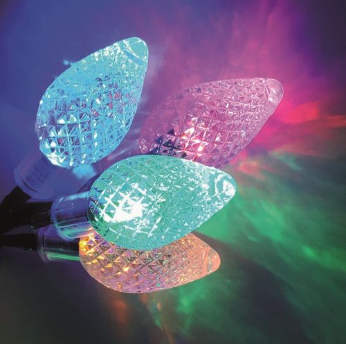 Kristálycsepp fényfüzér, zöld kábel, multi, 30 LED, 6 m