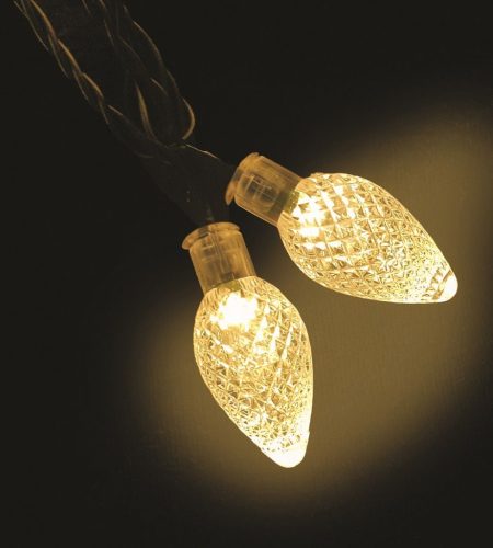 Kristálycsepp fényfüzér, zöld kábel, meleg fehér, 60 LED, 12 m