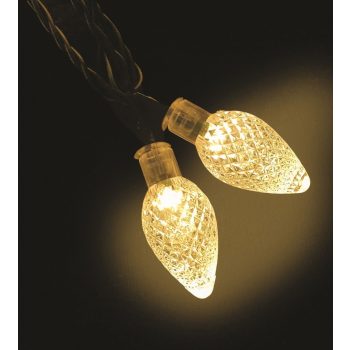   Kristálycsepp fényfüzér, zöld kábel, meleg fehér, 30 LED, 6 m