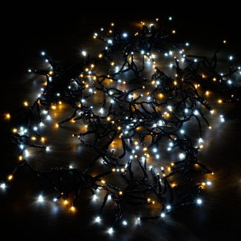   Jin-Jang Fénygirland, 500 meleg és hideg fehér LED-ek, fekete kábel, 5 m