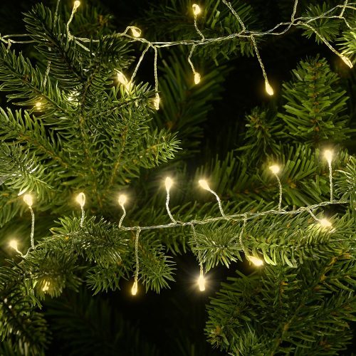 Tündérfény girland, ezüst kábel, meleg fehér, 300 LED, 3 m