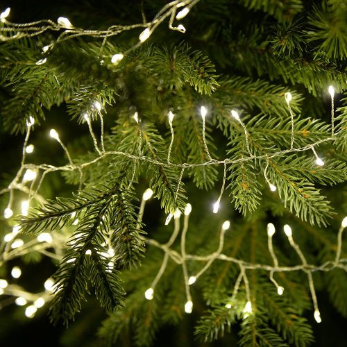 Tündérfény girland, ezüst kábel, hideg fehér, 300 LED, 3 m