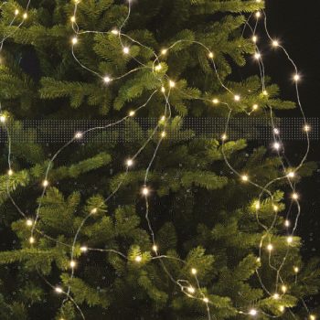   Tündérhaj, ezüst kábel, meleg fehér, 10 szál 20-20 LED-del