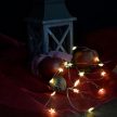 Tündérfény csillaggal, meleg fehér, ezüst színű rézkábel, 20 LED, 2 m