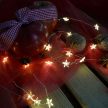 Tündérfény csillaggal, meleg fehér, ezüst színű rézkábel, 20 LED, 2 m