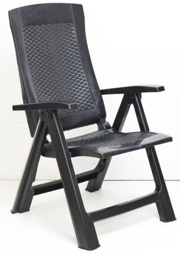 Gold rattan hatású műanyag kerti szék ötpoziciós barna O235