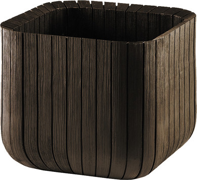 Cube Planter M műanyag kerti virágláda whiskey barna