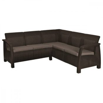   Corfu Relax műanyag kerti sarok garnitúra barna - meleg taupe, asztal nélkül