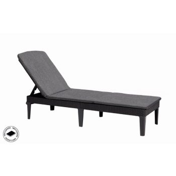   Jaipur műanyag kerti dönthető napozóágy grafit szürke, párnával