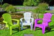 Dolomiti fa hatású műanyag kerti fotel döntött támlás pink O277